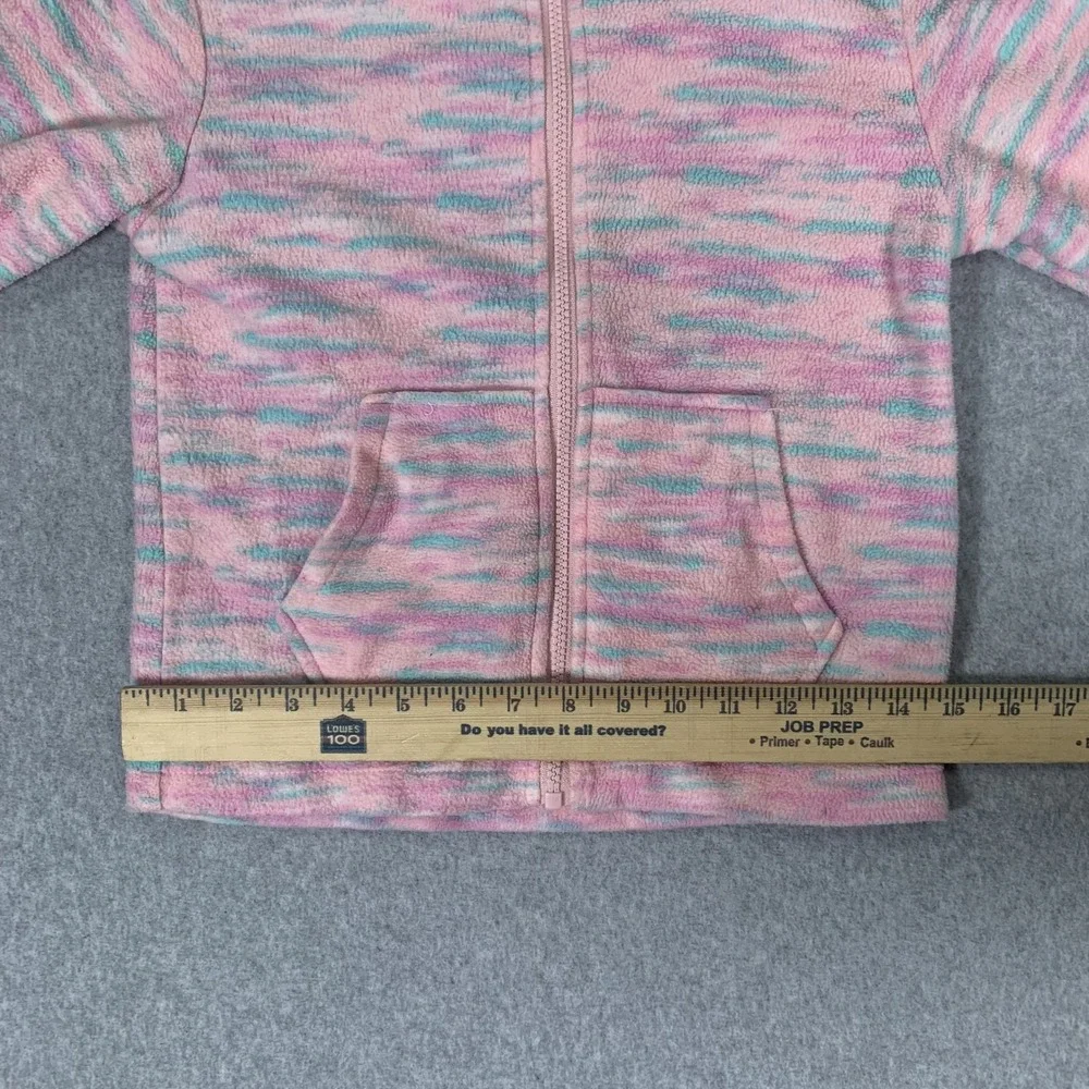 Eddie Bauer Fleece Jacket Kids XS 5/6 Pink Space Dye Full Zip Mock Neck